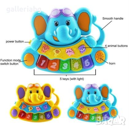 Музикална светеща играчка слонче пиано , снимка 2 - Музикални играчки - 38691248