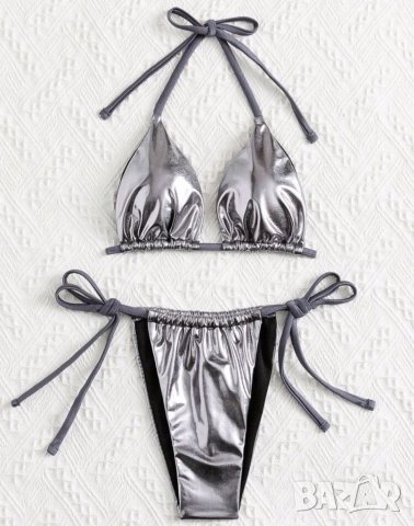 Сребърен бански металик , снимка 3 - Бански костюми - 39925370