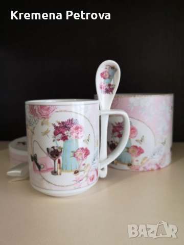 Нова Чаша с лъжичка в подаръчна кутия, Букет, WISEN