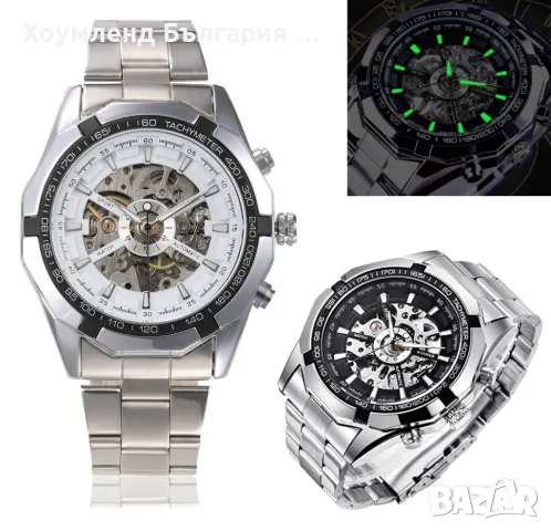 Механичен самонавиващ се мъжки часовник с Open Heart дизайн, снимка 3 - Друга електроника - 50272604