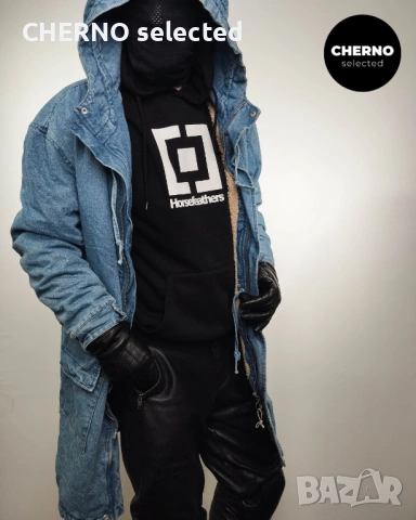 Дълго деним яке тип парка с шерпа подплата и качулка ZARA Denim Sherpa Hooded Longline Jacket – L•XL, снимка 7 - Якета - 53669998