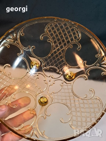 немска стъклена фруктиера от цветно стъкло 28/6, снимка 4 - Аксесоари за кухня - 52066119