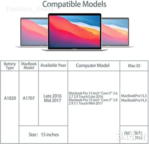 Нова Батерия за лаптоп съвместима с MacBook Pro 15 инча , снимка 5 - Захранвания и кутии - 42271771