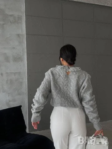 пуловер с дантела и перли , снимка 3 - Блузи с дълъг ръкав и пуловери - 50889829
