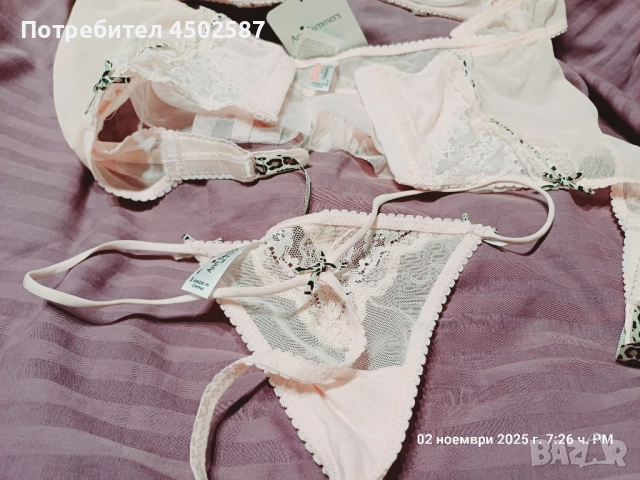 Розов комплект - сутиен, колан със жартиери и прашки , снимка 12 - Бельо - 52989249