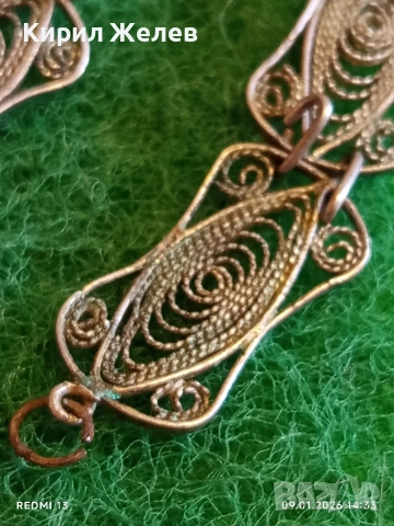 Част от сребърно бижу филигранна възрожденска плетка майсторска изработка 15046, снимка 2 - Части - 53043917