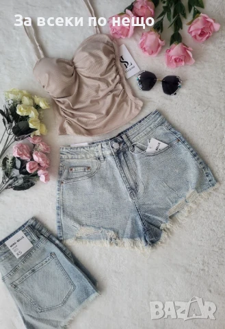 Дамски Къси Дънкови Панталонки С Прозрачни Камъчета🔝Дамски Къси Дънки Код BS-38, снимка 8 - Къси панталони и бермуди - 51242622