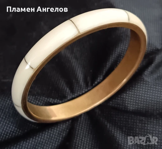 Дамска гривна от костен рог и месинг, снимка 7 - Гривни - 50937884