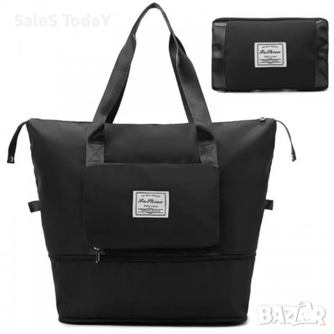 Сгъваема чанта, мини портфейл, пътническа чанта, за спорт, път или пазар, черен, снимка 2 - Чанти - 40202612