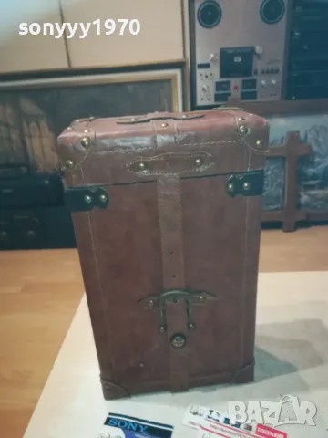 IRISH-КРАСИВА КУТИЯ С КОЖА И МЕД МЕСИНГОВ ОБКОВ LHD1E2409240755, снимка 2 - Антикварни и старинни предмети - 47336869
