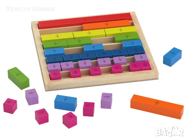 Дървена обучителна образователна математическа дъска за дроби за смятане