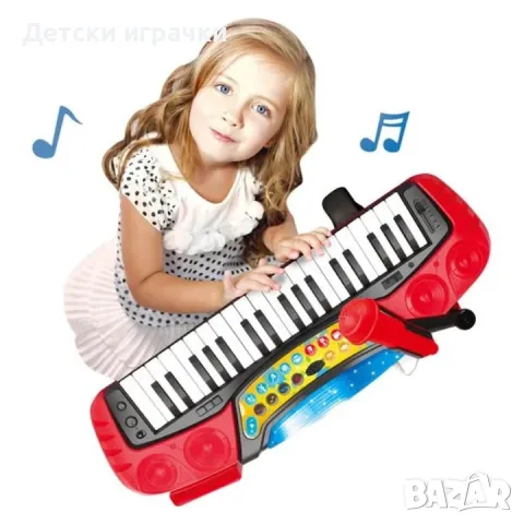 Детско пиано със столче и микрофон, 37 клавиша , снимка 6 - Музикални играчки - 48696398