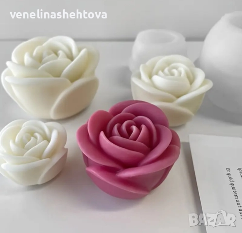3D средна роза силиконов молд форма свещи гипс сапун смола фондан шоколад , снимка 2 - Форми - 52327472