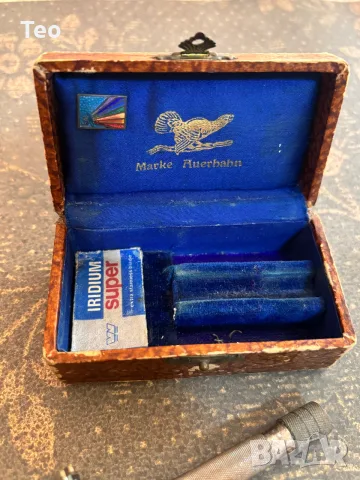 Рядък Колекционерски Комплект: Немска Винтидж Самобръсначка „Marke Auerhahn“ (1920-1930 г.) л, снимка 4 - Фризьорски принадлежности - 55776546