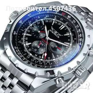  Jaragar Pilot Design автоматичен часовник с 3 подциферблата, дата, въртящ се безел , снимка 7 - Мъжки - 51224401