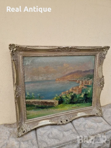 Много стара антикварна авторска картина масло  върху платно , снимка 6 - Антикварни и старинни предмети - 50479591