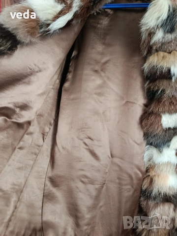 Шарено кожено палто от лисица естествен косъм размер М, снимка 4 - Палта, манта - 53609274