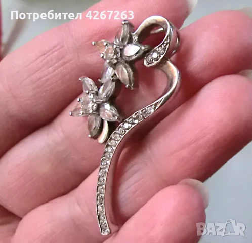 Голяма сребърна висулка с циркони, снимка 7 - Колиета, медальони, синджири - 50819226