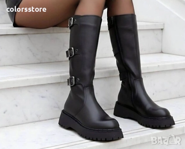 Равни ботуши - черна ЕСТЕСТВЕНА кожа - 6019

