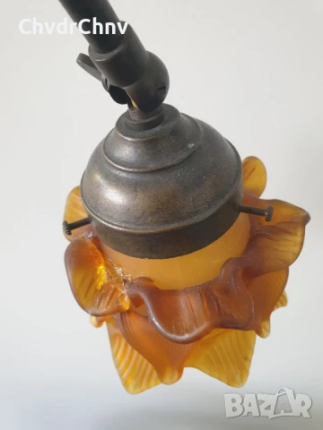 FD Bolletta 44см/Арт Деко стара италианска настолна лампа/бронз и стъкло, снимка 3 - Настолни лампи - 51312556