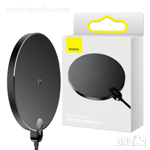 Безжично зарядно устройство Baseus Digital Led Display Gen 2, 15W, 1.67A /черно/, снимка 5 - Безжични зарядни - 49397917