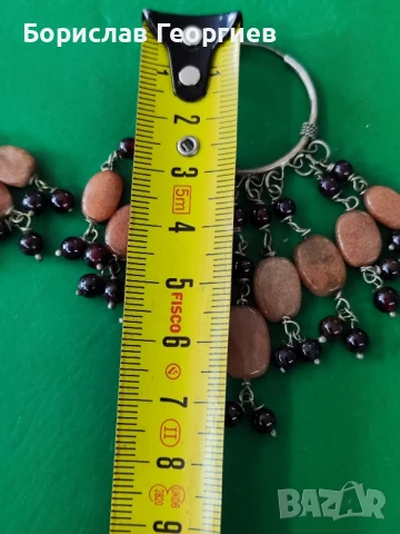 Сребърни обеци с гранати и ахат, снимка 6 - Обеци - 50485497