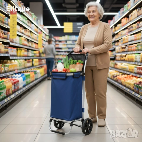Количка за пазаруване – 40 л, водоустойчива, лека и удобна с 2 колела, снимка 4 - Други стоки за дома - 53120254