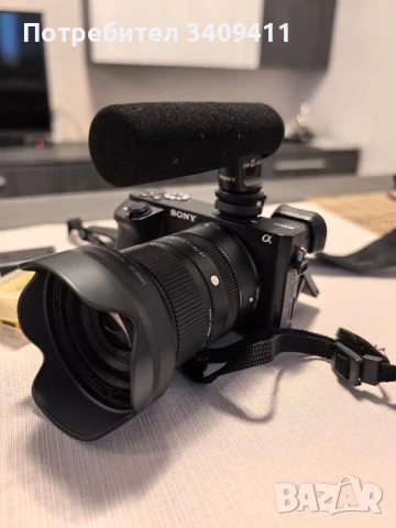 Сони 6500+Sigma 18-50mm f/2.8 DC DN Contemporary+микрофон+батерии, снимка 3 - Обективи и филтри - 51331666
