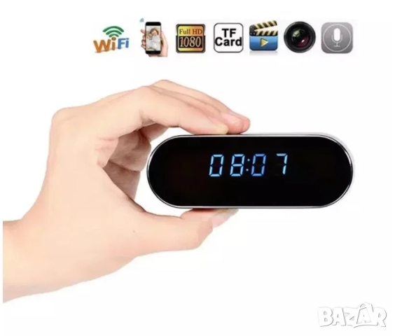 WiFi скрита камера в настолен часовник, будилник, видеонаблюдение, снимка 3 - HD камери - 52163815