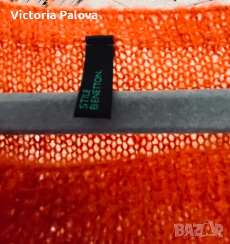VINTAGE рокля/ туника STILE BENETTON - оранжев бохо шик с мохер, снимка 4 - Рокли - 52439141
