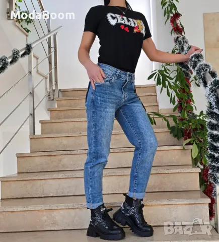 Дамски дълги сини дънки , снимка 4 - Спортни екипи - 48507035