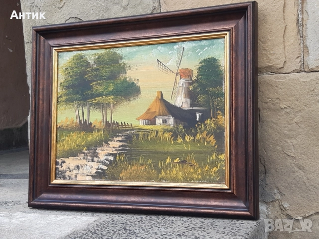 Красива Стара Картина Прованс Живопис Маслени Бои на Платно, снимка 11 - Картини - 51790004