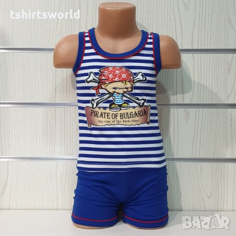 Ново детско моряшко комплектче с трансферен печат Пират, 12-18 месеца, снимка 4 - Комплекти за бебе - 33839193