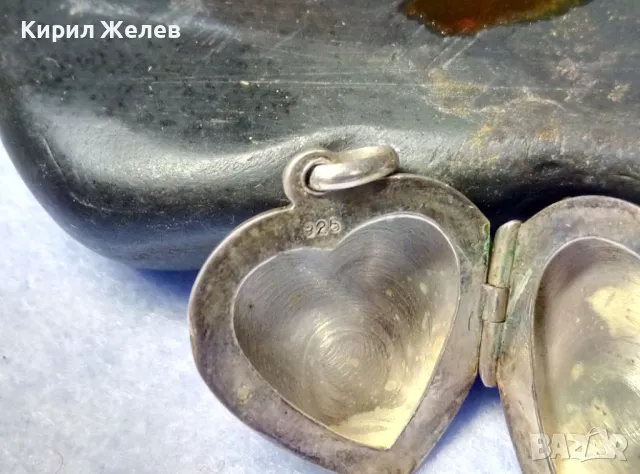 АрНУВО РЪЧНО ФЛОРАЛНО ОРНАМЕНТИРАН СРЕБЪРЕН МЕДАЛЬОН СЪРЧИЦЕ РАМКА За СНИМКИ СРЕБРО 925 АНГЛИЯ 30376, снимка 4 - Антикварни и старинни предмети - 50340807