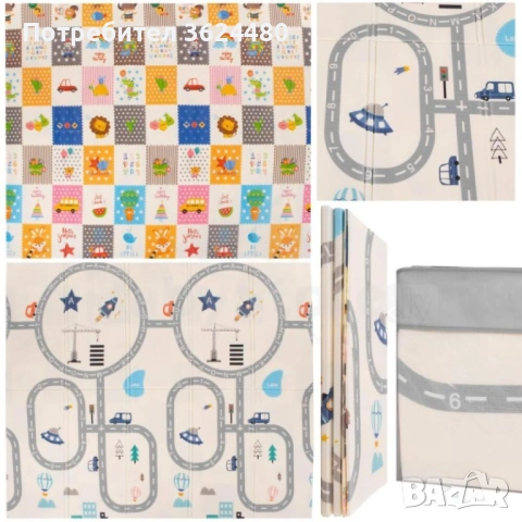  Водоустойчиво двулицево килимче за пълзене 4852, снимка 4 - Други - 53535927