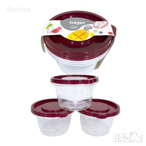 3852 Комплект дълбоки кутии за храна Bager Eco Fresh, 3 броя, снимка 2 - Кутии за храна - 41904633