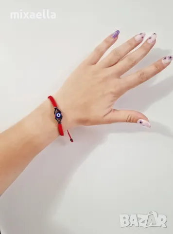 Гривна с естествени камъни и синьо око (окото на Назар), снимка 3 - Гривни - 50412718