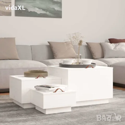 vidaXL Кутии за съхранение с капаци 3 бр бели борова дървесина масив, снимка 2 - Кутии за съхранение - 56148969