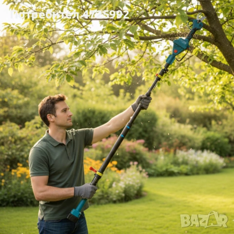 Акумулаторна лозарска ножица KraftRoyal 36V 8Ah с телескопичен прът до 2.7м — мощно, леко и удобно р