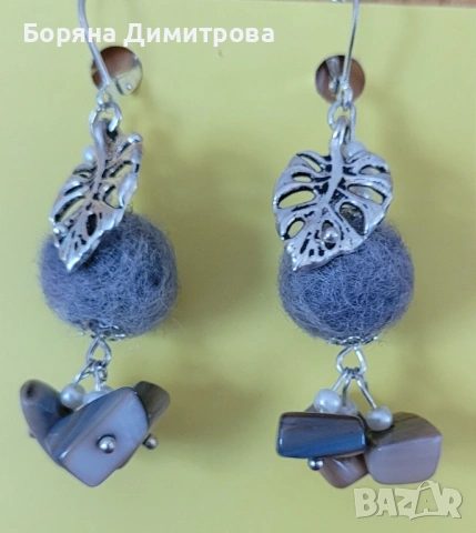 Еко бижута от вълна - красиви обеци за ежедневието! Уникати!, снимка 12 - Обеци - 53657020