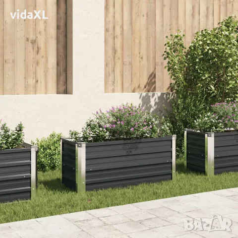 vidaXL Градинска висока леха антрацит 100x40x45 см поцинкована стомана, снимка 2 - Саксии и кашпи - 56147567
