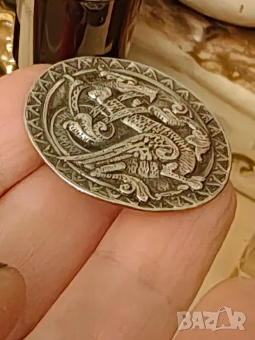 Стара ръчно изработена висулка ковано сребро, снимка 3 - Колиета, медальони, синджири - 49416081