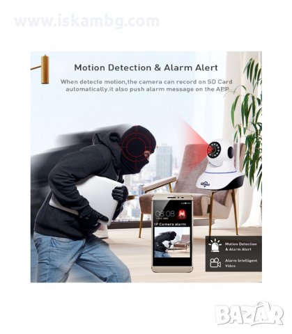 БЕЗЖИЧНА ВЪРТЯЩА КАМЕРА БЕБЕФОН WIFI - код 1950, снимка 3 - IP камери - 33968436
