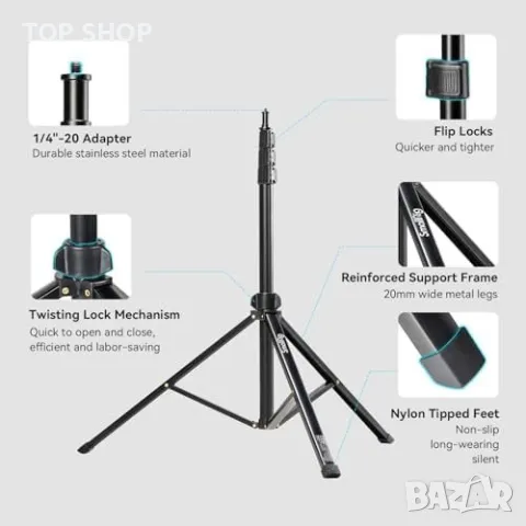 Нова SmallRig RA-S200 Стойка за Светлини - Портативна, Универсална, 200см, снимка 4 - Чанти, стативи, аксесоари - 49927082