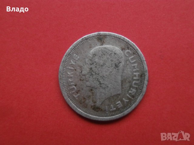 Рядка турска сребърна монета 25 куруш 1935 , снимка 3 - Нумизматика и бонистика - 41866716
