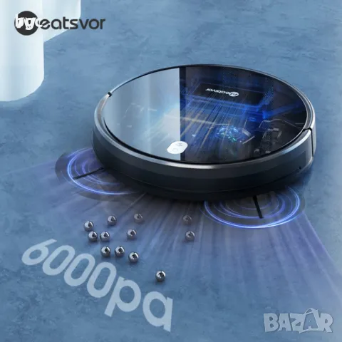 Робот прахосмукачка Neatsvor X520, 6000Pa, 5200mAh, 75 мм височина, моп, до 250m2, черен, снимка 6 - Прахосмукачки - 49439197