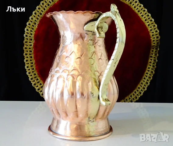 Медна кана,халба,кована чиста червена мед. , снимка 4 - Антикварни и старинни предмети - 51266046