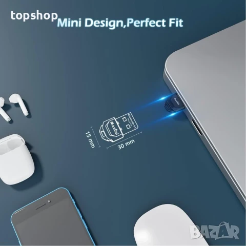 Maxuni USB Bluetooth 5.1 блутут адаптер за компютър и лаптоп, снимка 2 - Мрежови адаптери - 50501654