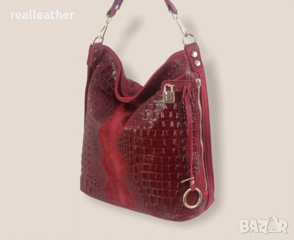 Ефектна дамска чанта от естествена кожа Италия, снимка 7 - Чанти - 31620012