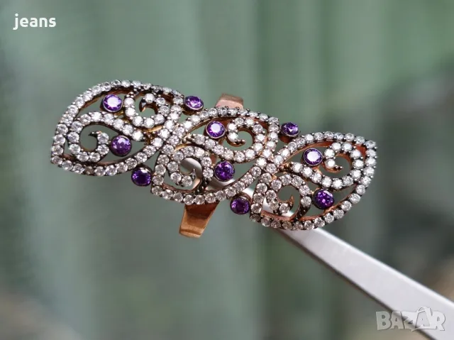 Сребърен пръстен с розово покритие 175, снимка 5 - Пръстени - 50324733